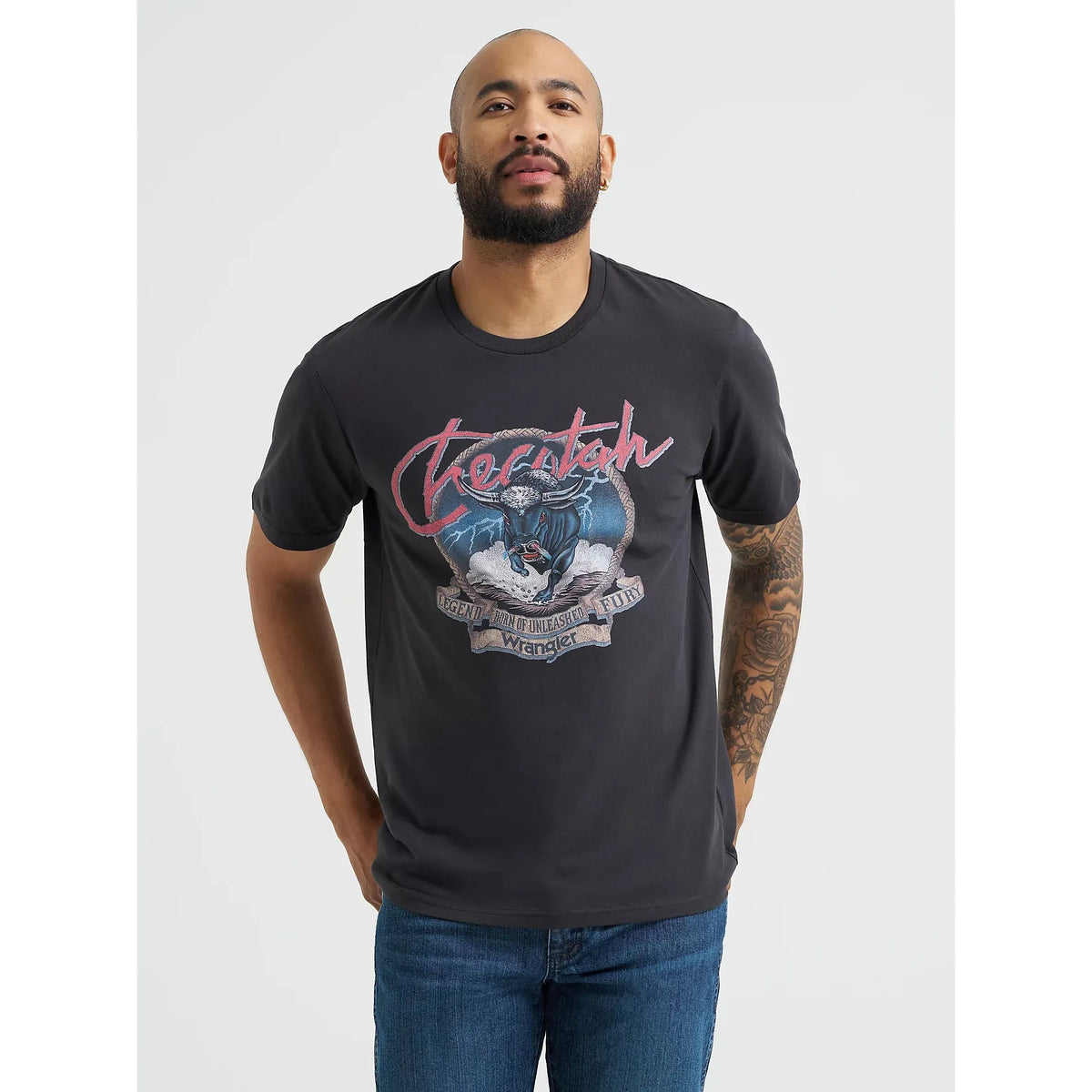 Wrangler Men's Reissue Checotah Unleashed Short Sleeve Tee Shirt - Phantom