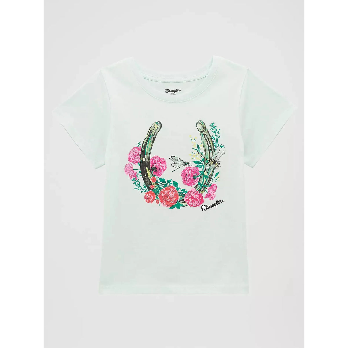 Wrangler® Girl's Horseshoe Floral Graphic Tee Shirt - Blue