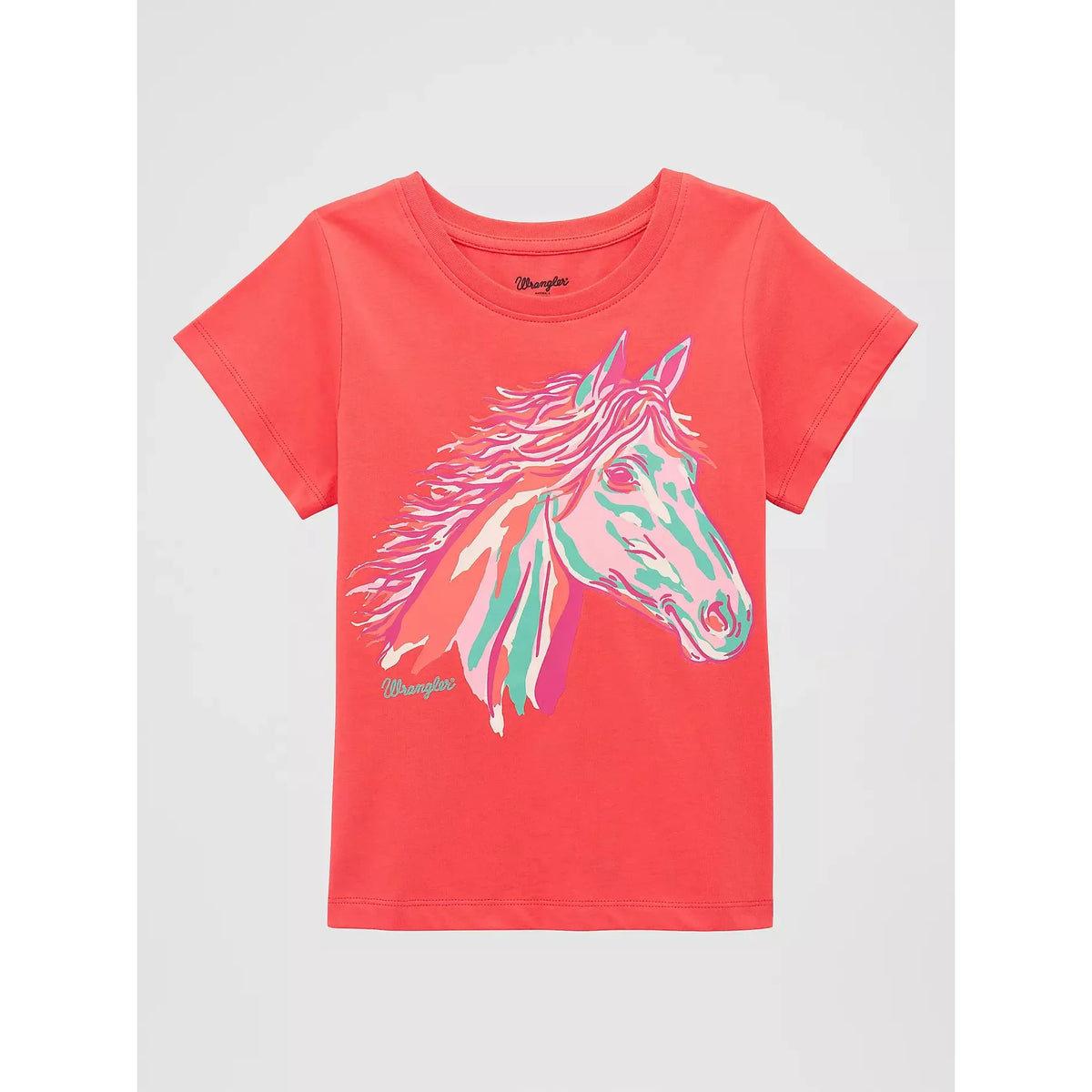 Wrangler® Girl's Flowing Horse Mane Graphic Tee Shirt - Pink