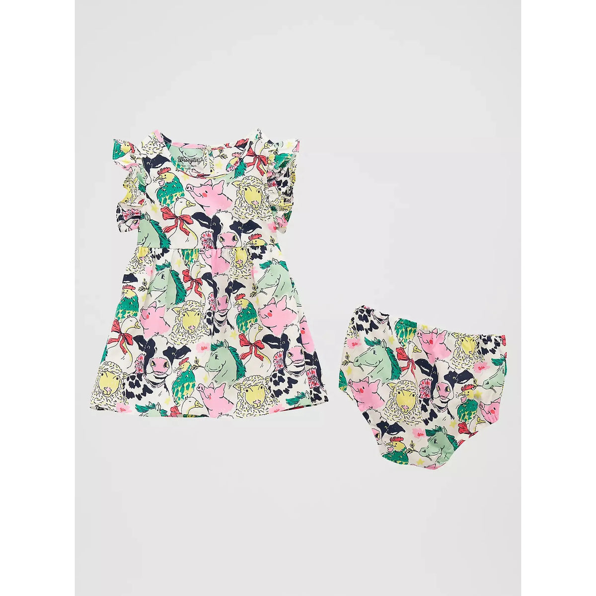 Wrangler Baby Girl's Ruffle Sleeve Print Dress - White