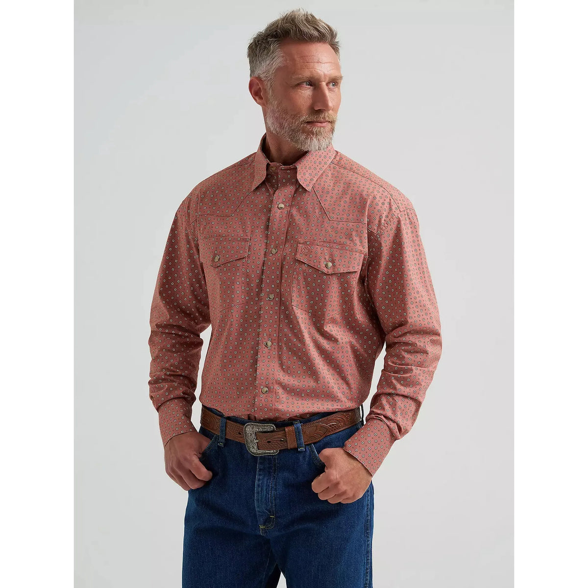 Wrangler Men's George Strait™ Troubadour Long Sleeve Snap Shirt - Adobe Geo