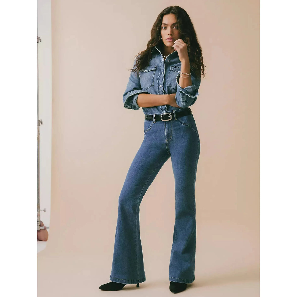 Wrangler Women's Bespoke High Rise Fashion Flare Jean- Jemma