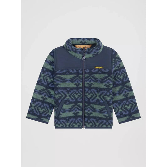 Wrangler Boy's Long Sleeve Hay Away Full Zip Sherpa Jacket- Dark Forest