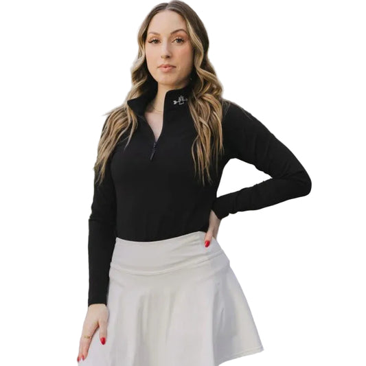 Bare Activewear Women's 1/4 zip Long Sleeve Shirt - Black