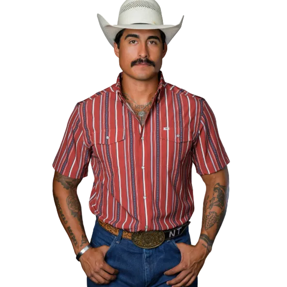 Ferrell Brand Men's The Brooks Short Sleeve Shirt- Red - Irvine Tack & Western Wear