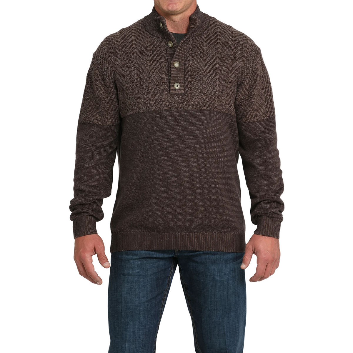 Cinch Men's Long Sleeve Sweater - Brown