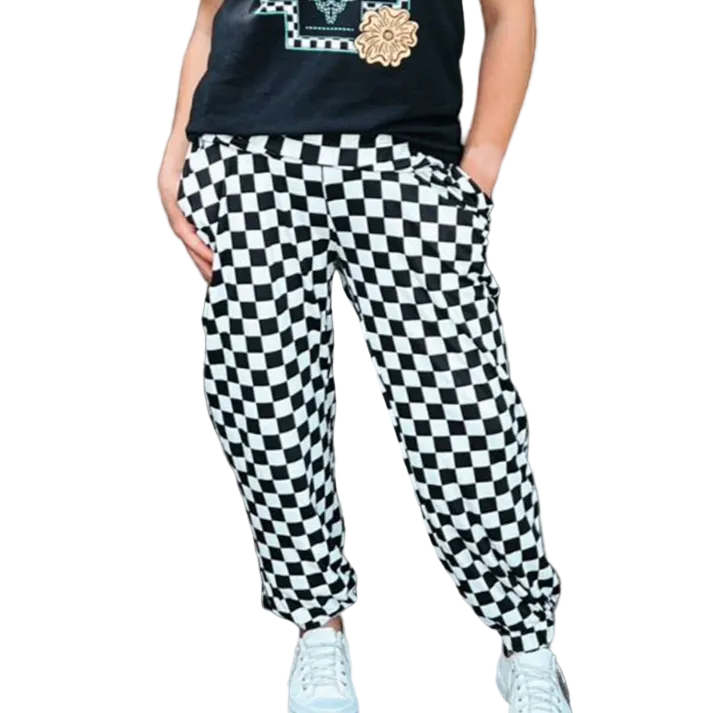 Sterling Kreek Round the Track Joggers - Black/White