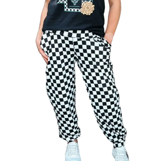 Sterling Kreek Round the Track Joggers - Black/White