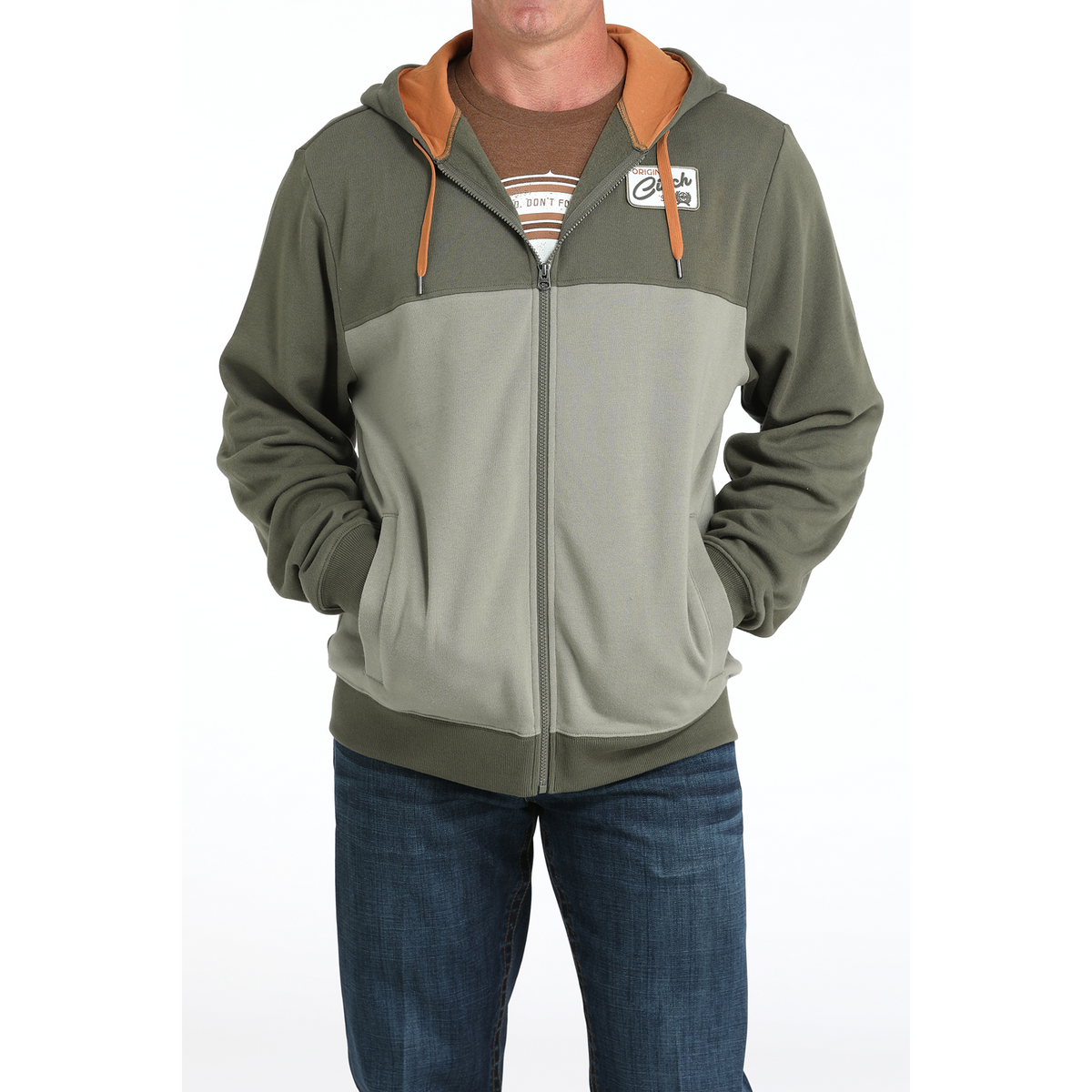Cinch Men's Long Sleeve Hoodie- Olive