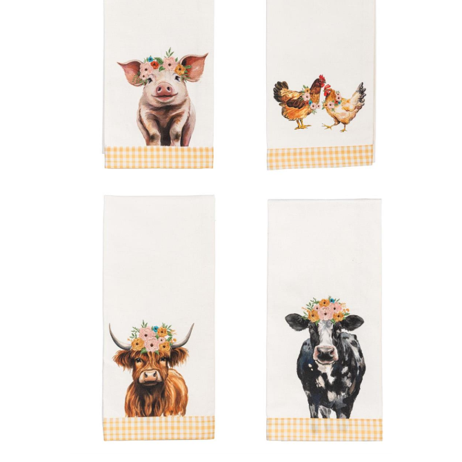 Petal & Plow Farm Animal Tea Towel Set of 4
