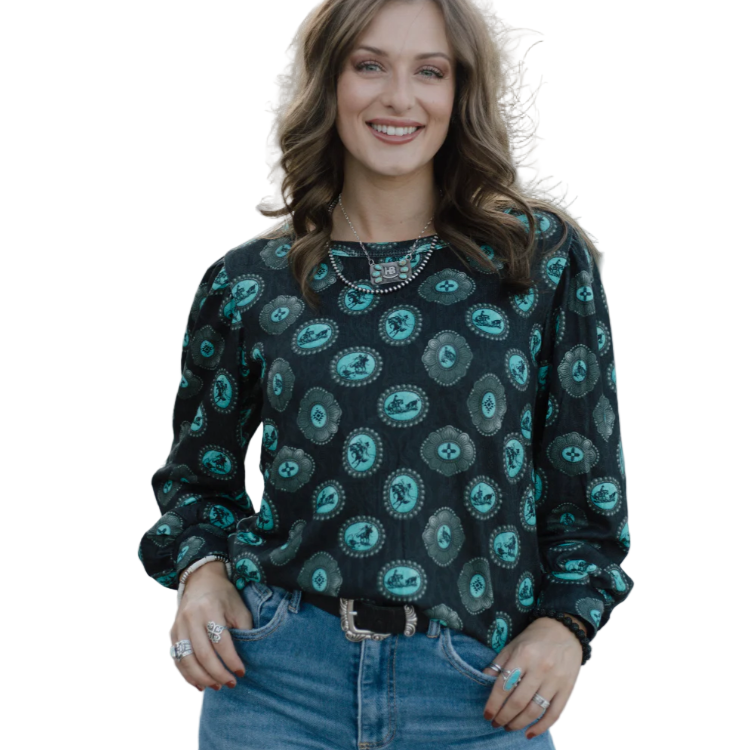 Sterling Kreek Women's Long Sleeve Silver Draw Shirt - Black