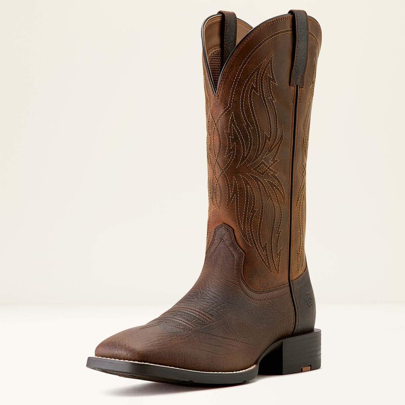 Ariat Men's Sport Rustler Wide Square Toe Cowboy Boot- Toffee Hippo Print Rich Oak - Irvine Tack & Western Wear