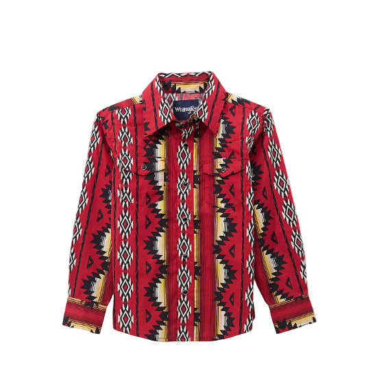 Wrangler Boy's Long Sleeve Checotah Shirt - Fiery Red