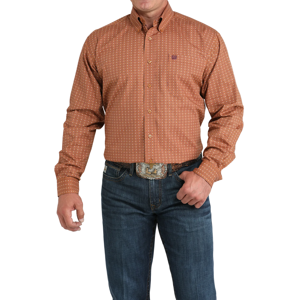 Cinch Men's Long Sleeve Print Shirt - Brown