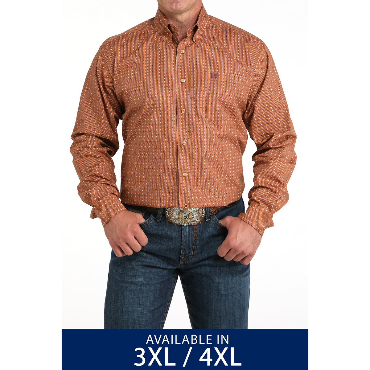 Cinch Men's Long Sleeve Print Shirt- Brown - Irvine Tack & Western Wear