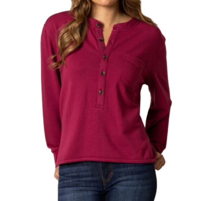 Kimes Women's Long Sleeve Elouise Henley Sweatshirt- Multiple Colours - Irvine Tack & Western Wear