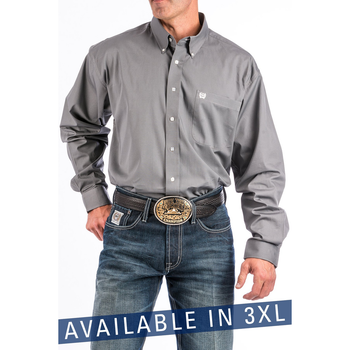 Cinch Men's Classic Fit Cotton Long Sleeve Shirt - Grey - Irvine Tack & Western Wear