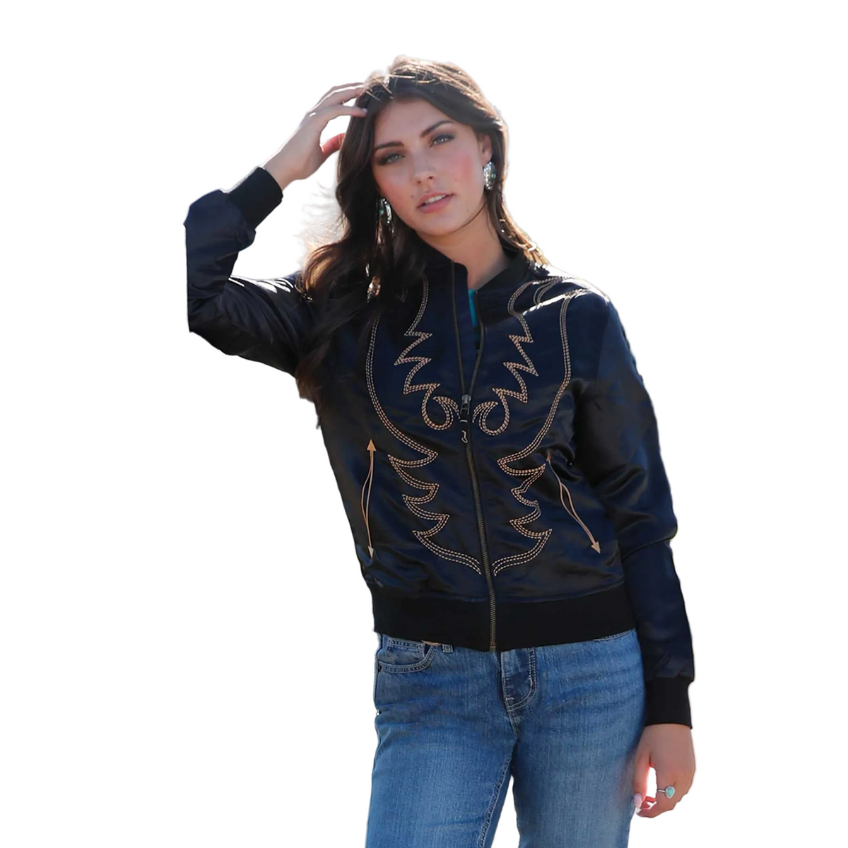 Cinch Women's Long Sleeve Bomber Jacket - Black