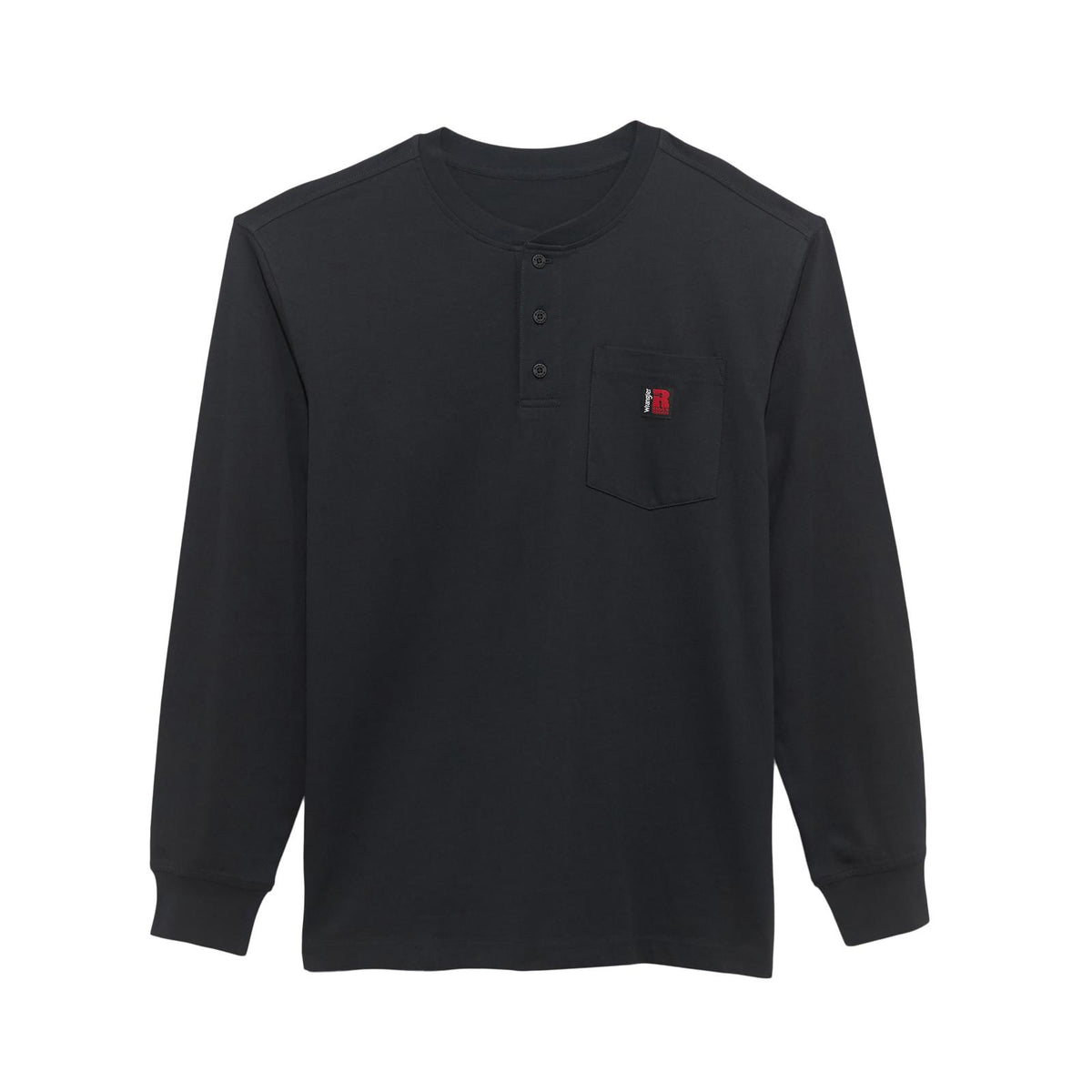 Wrangler Men's Rigg's Workwear Long Sleeve Crew Tee Shirt- Jet Black