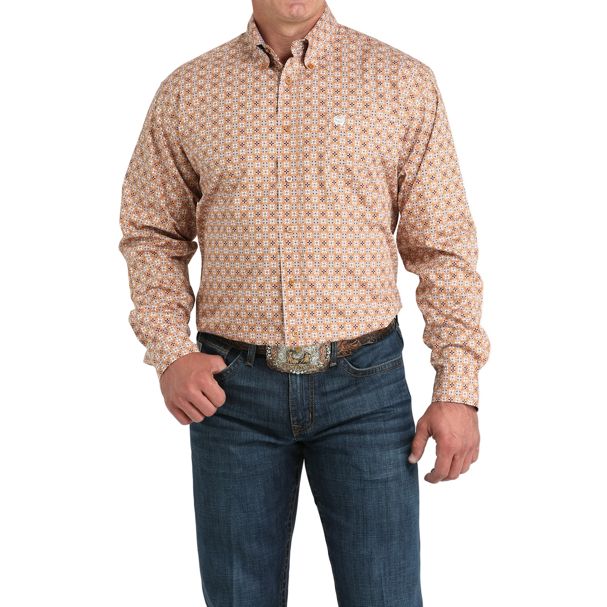 Cinch Men's Long Sleeve Print Shirt - Brown