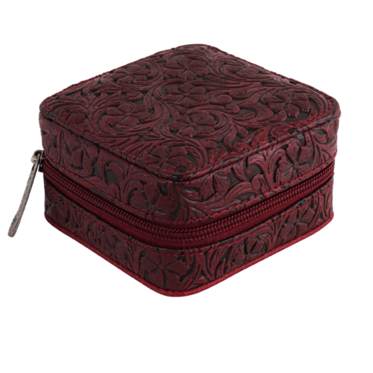 Justin Women's Jewelry Box with Floral Tooling-  Ruby