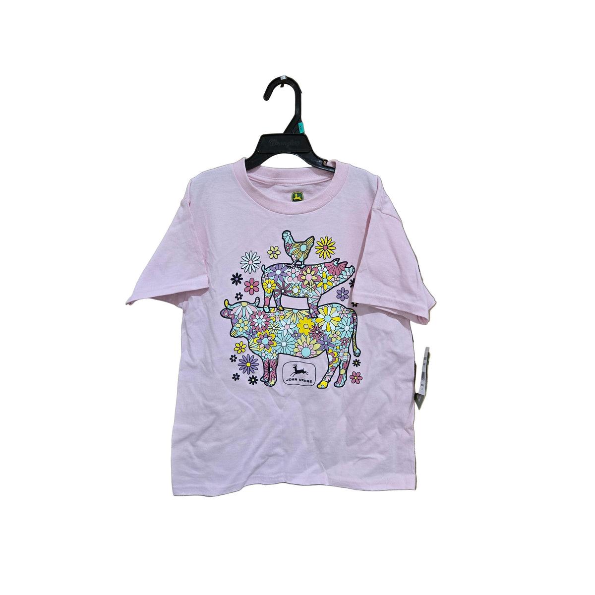 John Deere Girl's Stack Short Sleeve Tee-Shirt - Pink