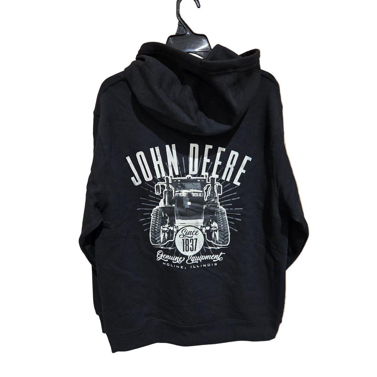 John Deere Men's John Deere Grey Logo on Front Hoodie - Black
