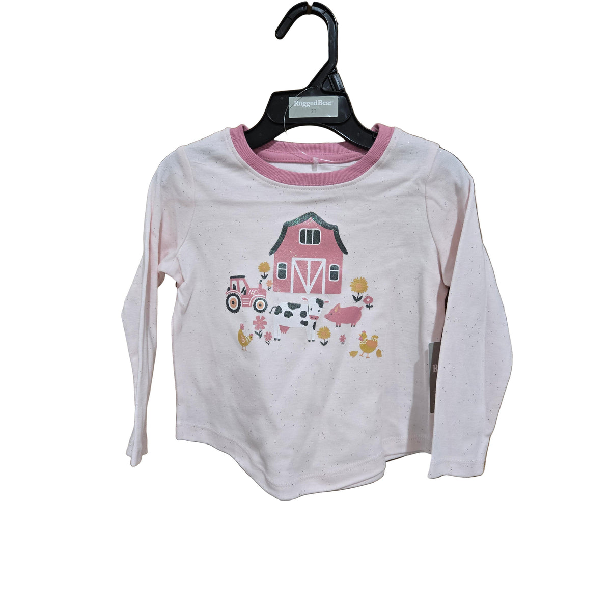 Rugged Bear Farm Scene  Long Sleeve Tee Shirt - Mauve Sparkle - Irvine Tack & Western Wear