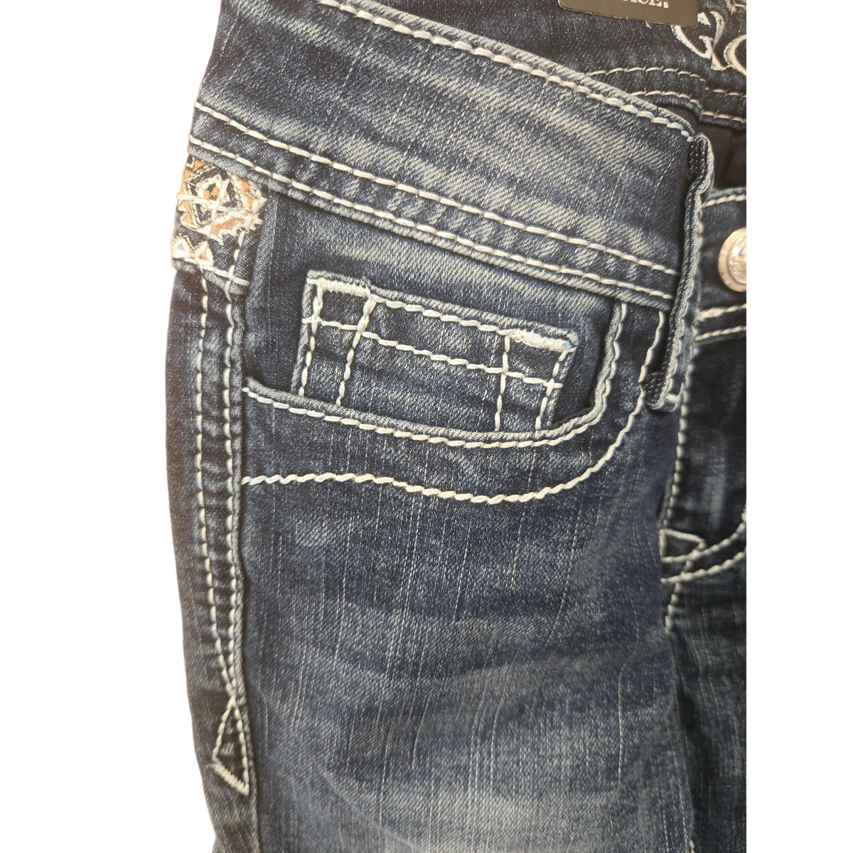 Grace in LA Girl's Aztec Faux Jeans - Blue - Irvine Tack & Western Wear