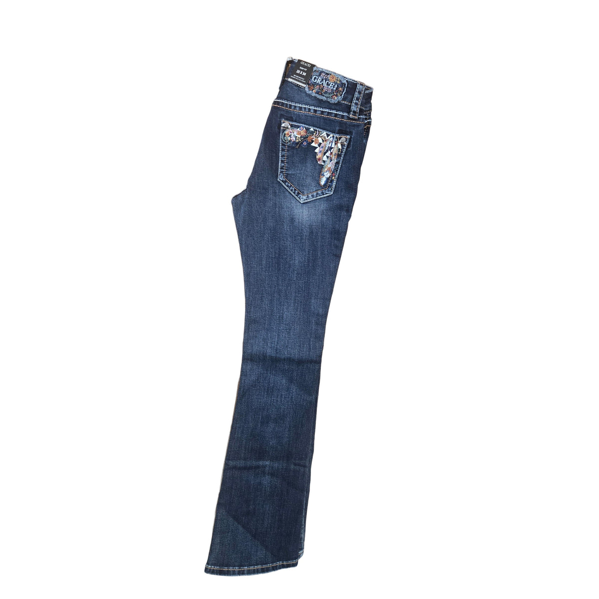 Grace in LA Women's Plain Midrise Bootcut Jeans- Blue