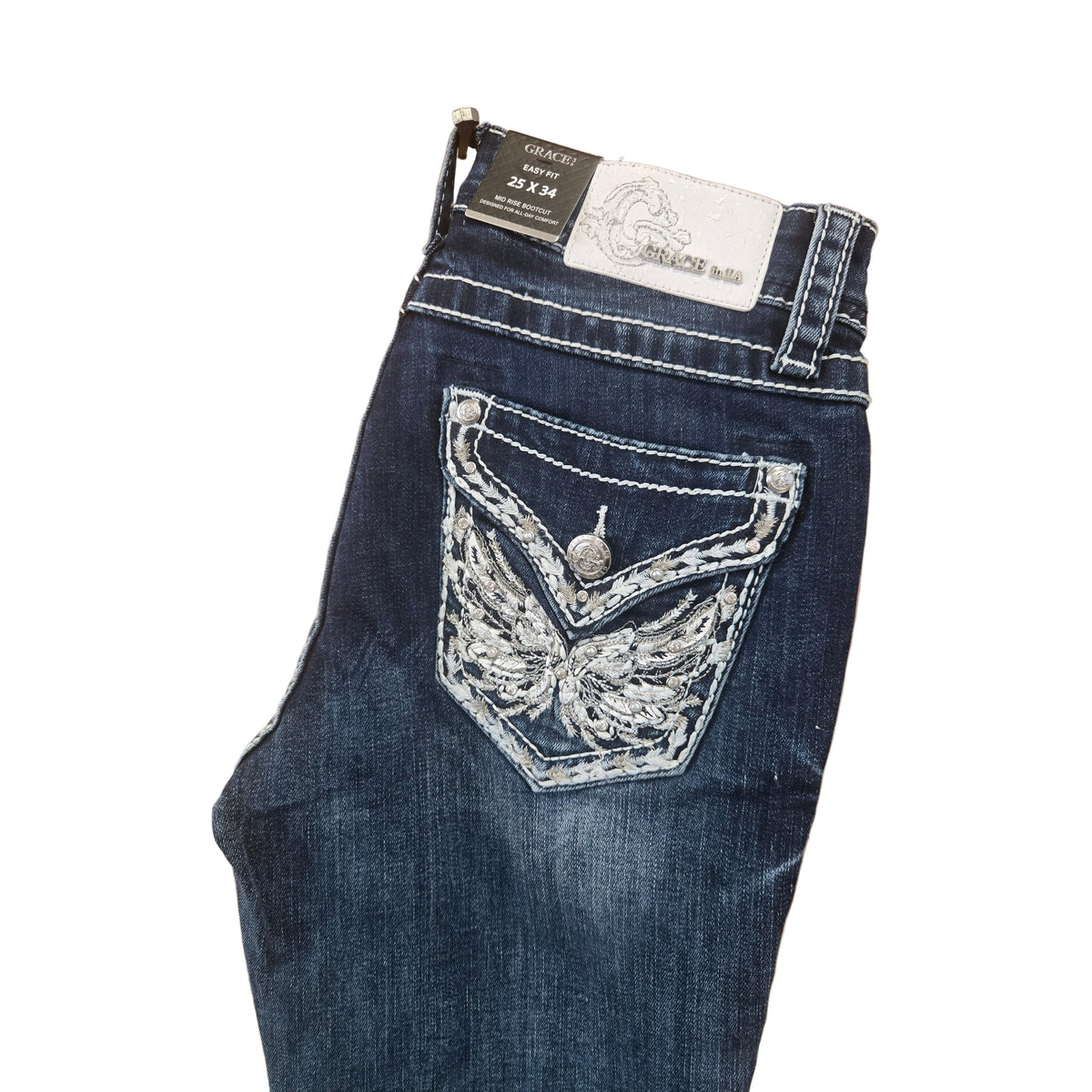 Grace in LA Women's Wingflap Bootcut Jeans- Blue - Irvine Tack & Western Wear