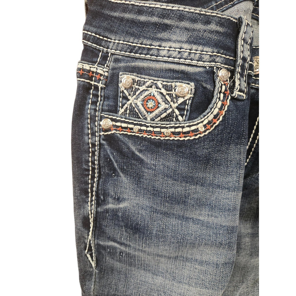 Grace in LA Women's Aztec Bootcut Jeans - Blue