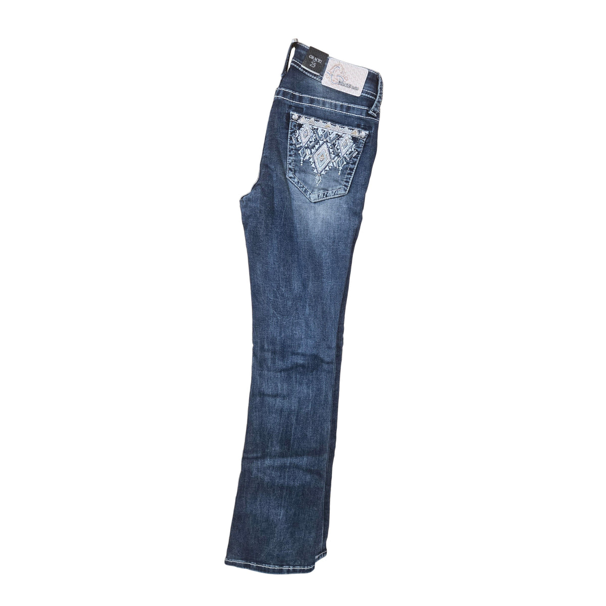 Grace in LA Women's Aztec Bootcut Jeans - Blue