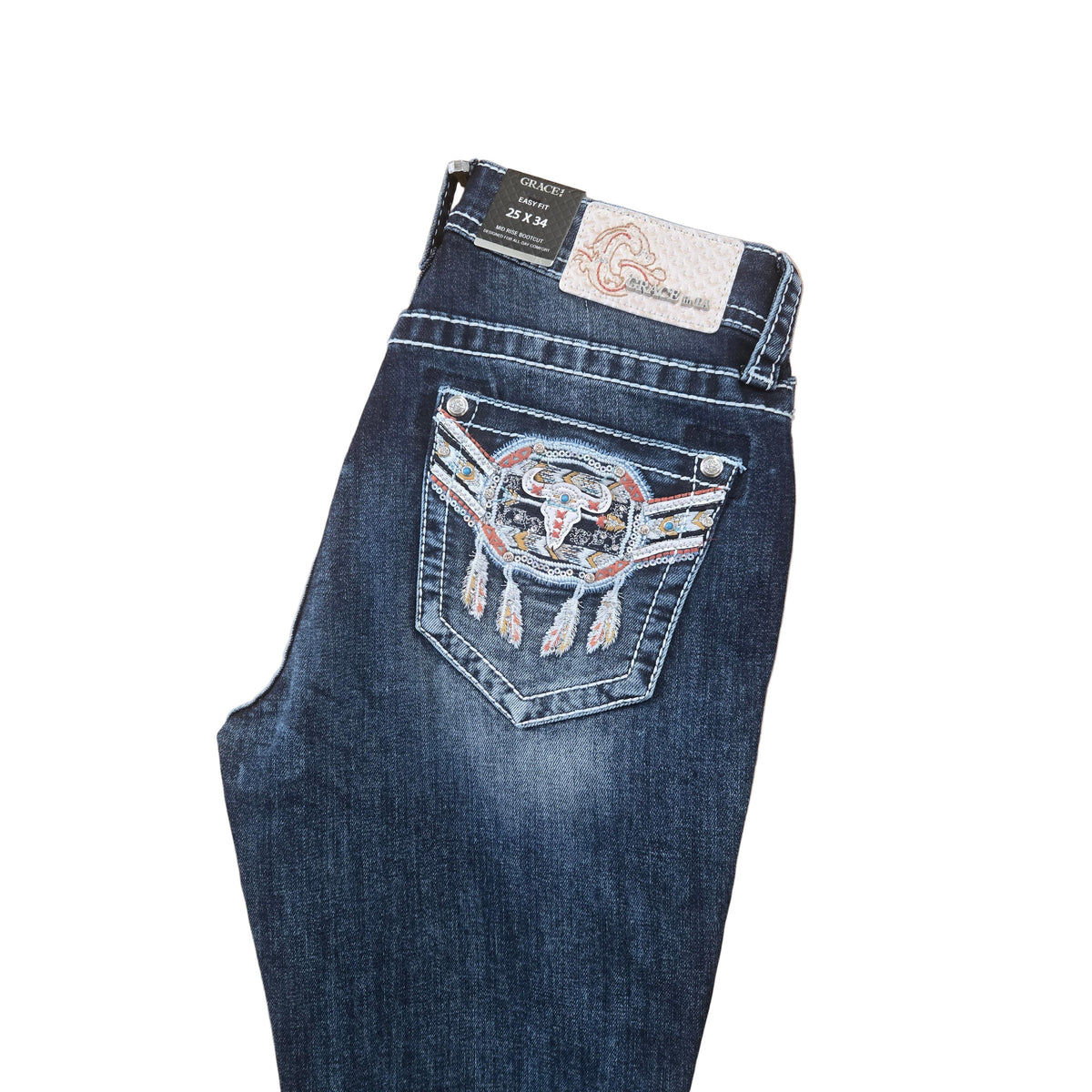 Grace in LA Women's Steerhead Bootcut Jeans - Blue