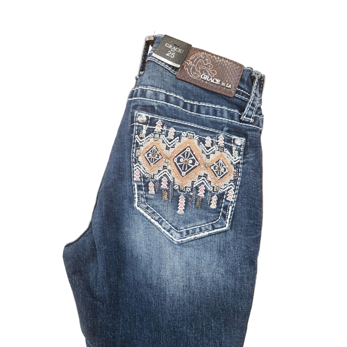 Grace in LA Women's Aztec Bootcut Jeans- Blue - Irvine Tack & Western Wear
