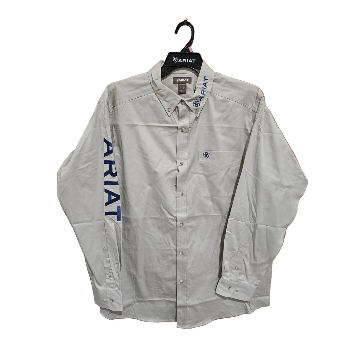 Ariat Men's Team Logo Twill Long Sleeve Fitted Shirt - Khaki/Navy