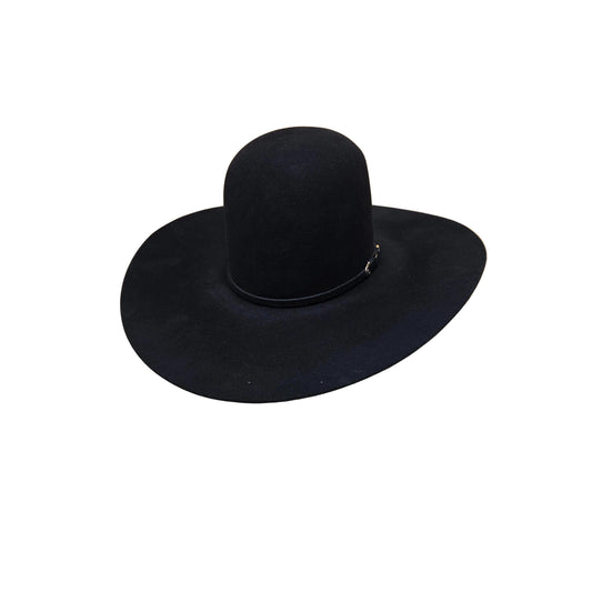 Rodeo King 10X Open Crown Felt Western Hat - Black 4 3/4" Brim