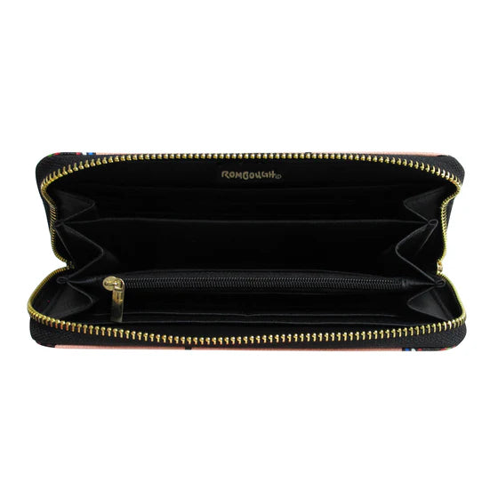 John Rombough Hummingbird Zip Around Wallet- Peach