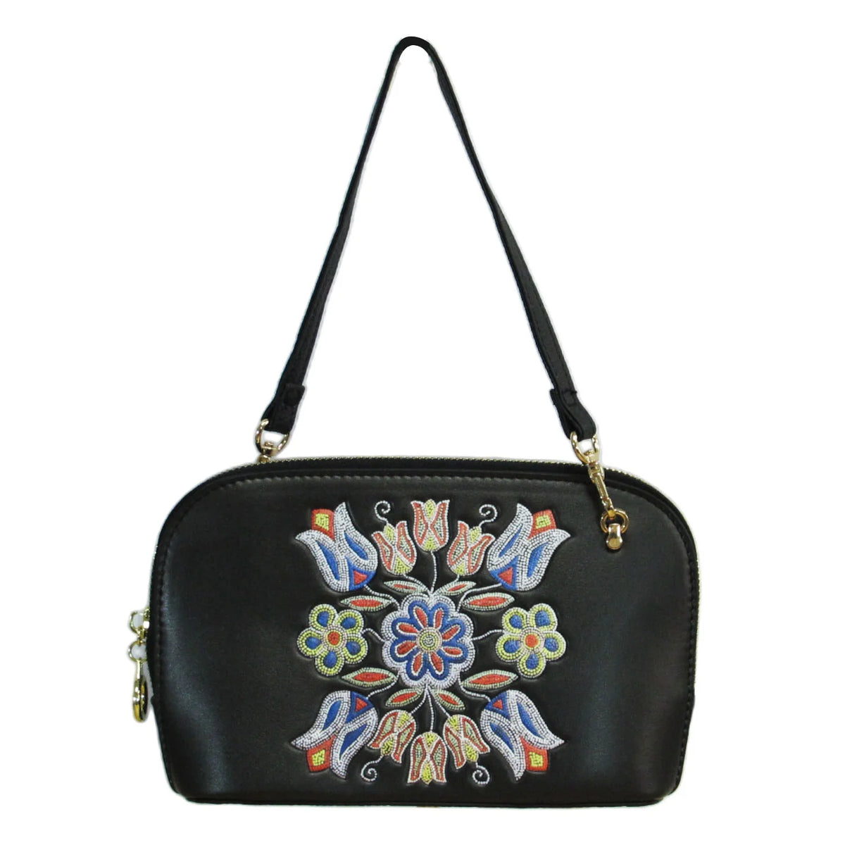 Deb Malcolm Silver Threads Convertible Crossbody Bag- Black