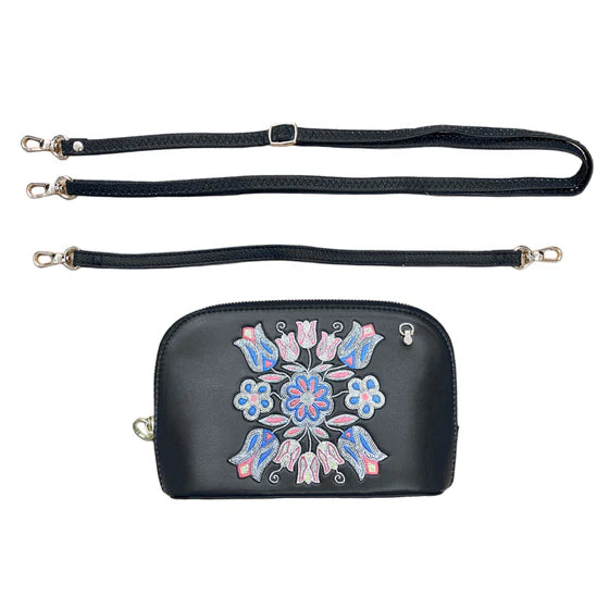 Deb Malcolm Silver Threads Convertible Crossbody Bag- Black