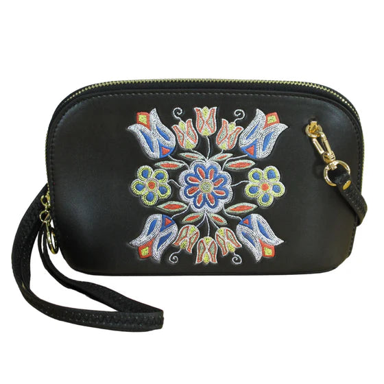Deb Malcolm Silver Threads Convertible Crossbody Bag- Black