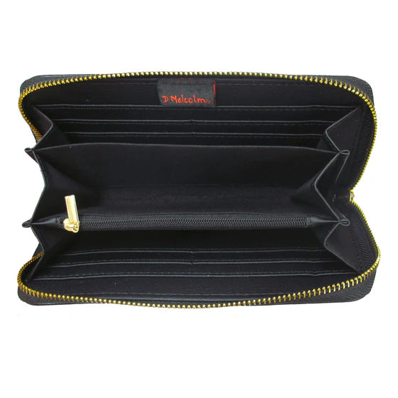 Deb Malcolm Silver Threads Zip Around Wallet-Black