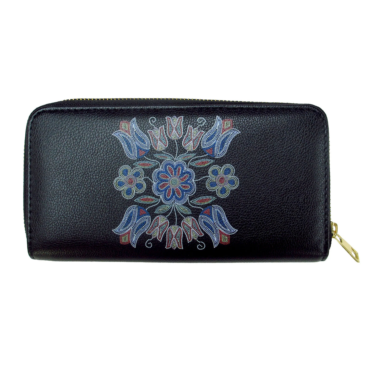 Deb Malcolm Silver Threads Zip Around Wallet-Black