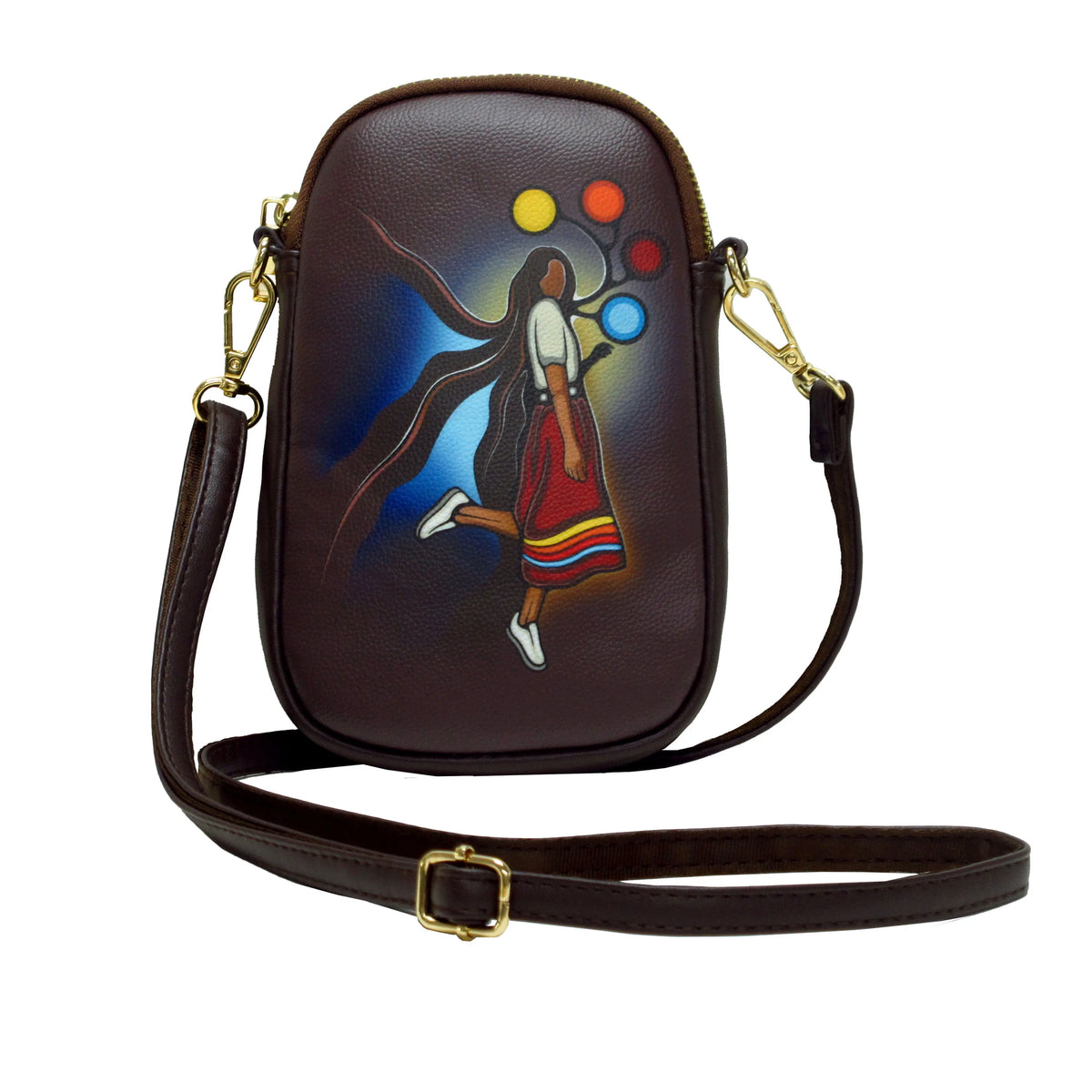 Emily Kewageshig A Skirt with a Story Phone Bag- Brown
