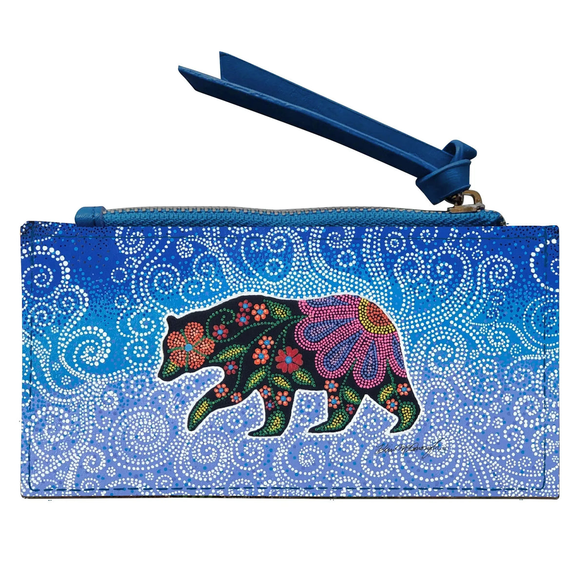 Kim McDonough Celestial Bear Card Holder- Blue
