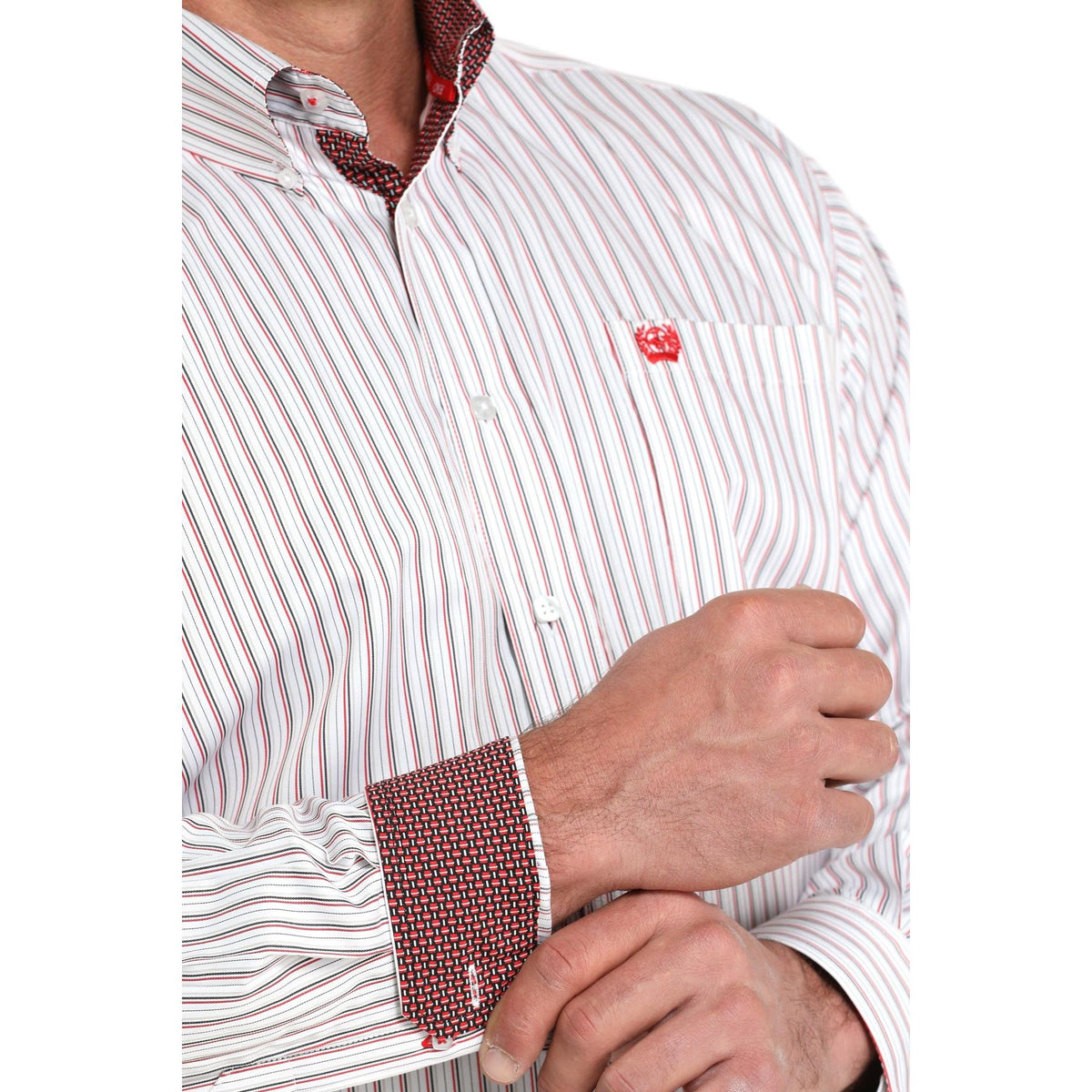 Cinch Men's Long Sleeve Western Stripe Shirt - White