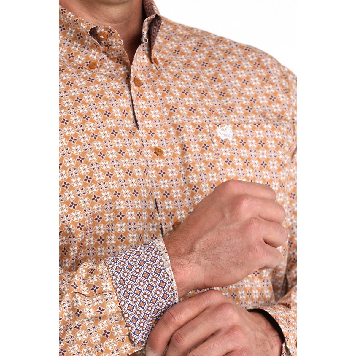 Cinch Men's Long Sleeve Print Shirt - Brown