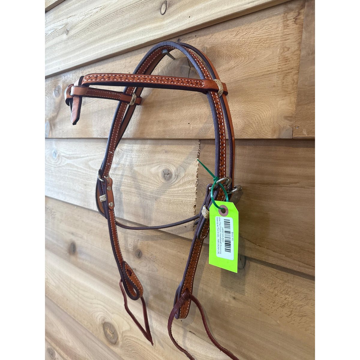 Irvine Tie Front Headstall Running W Stamp w/Tie Ends