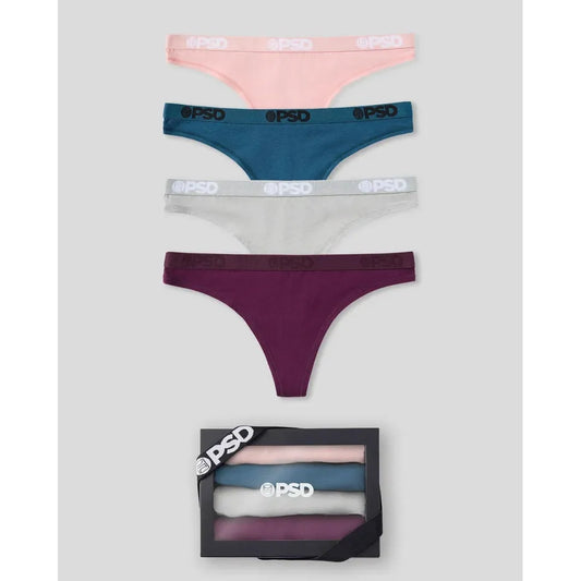 PSD Undergarments Women's Modal 4 Pack Thong - Love Bloom