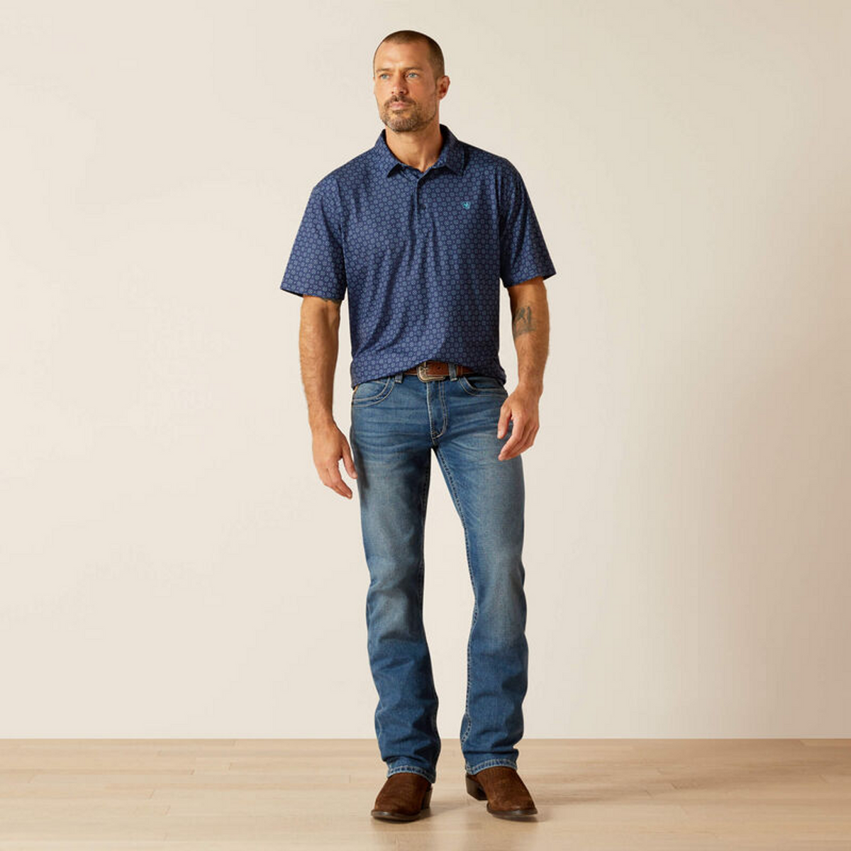 Ariat Men's 360 Airflow Short Sleeve Polo Shirt - Blue Depths